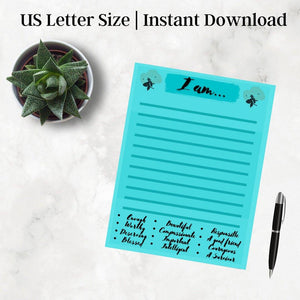 I am... Printable Exercise | US Letter - Hop Off My Beauty